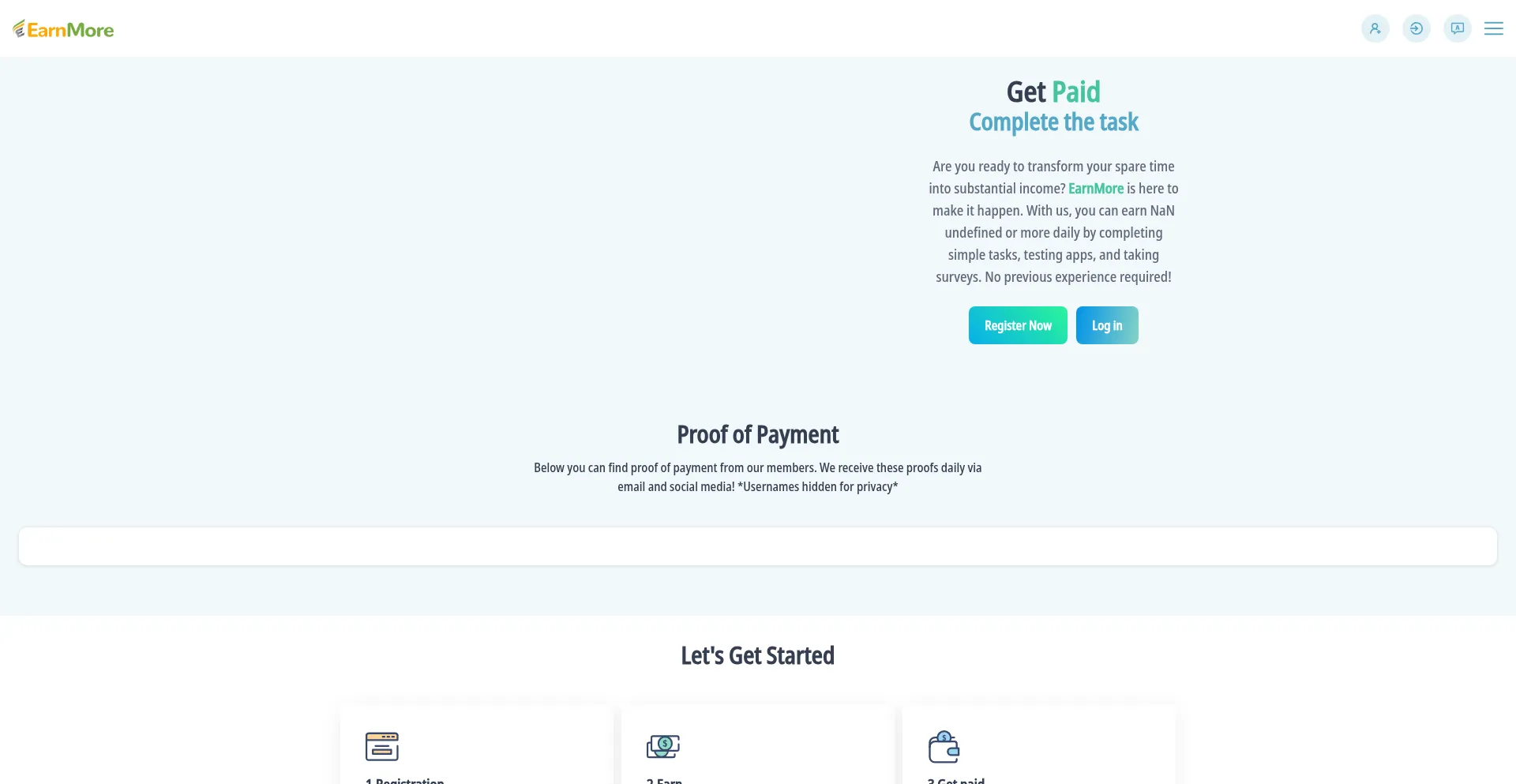 Website screenshot of Monyevryday-cfffno.top