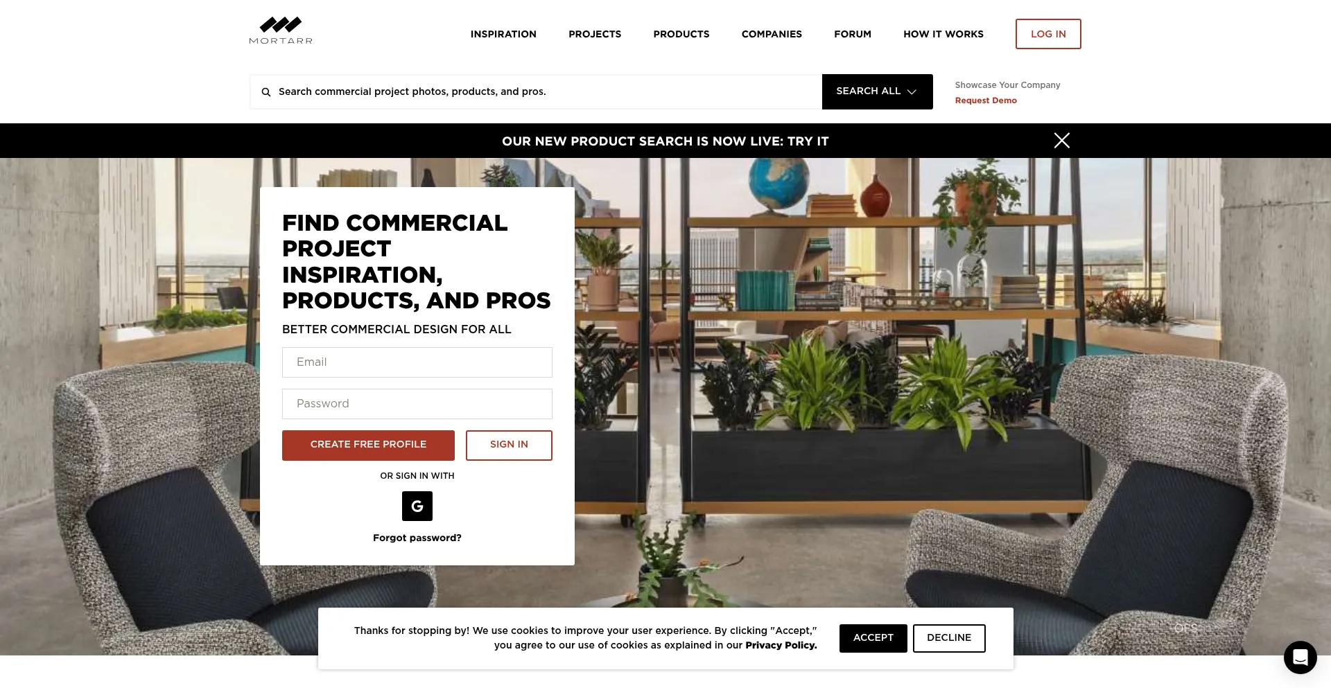 Website screenshot of Mortarr.com