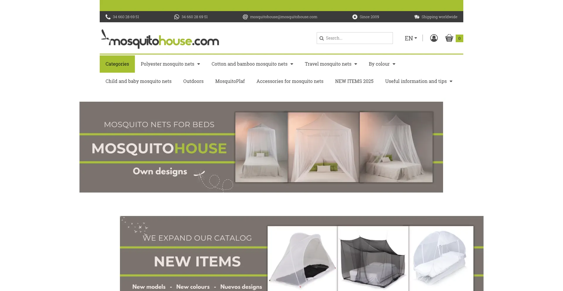 Website screenshot of Mosquitohouse.com