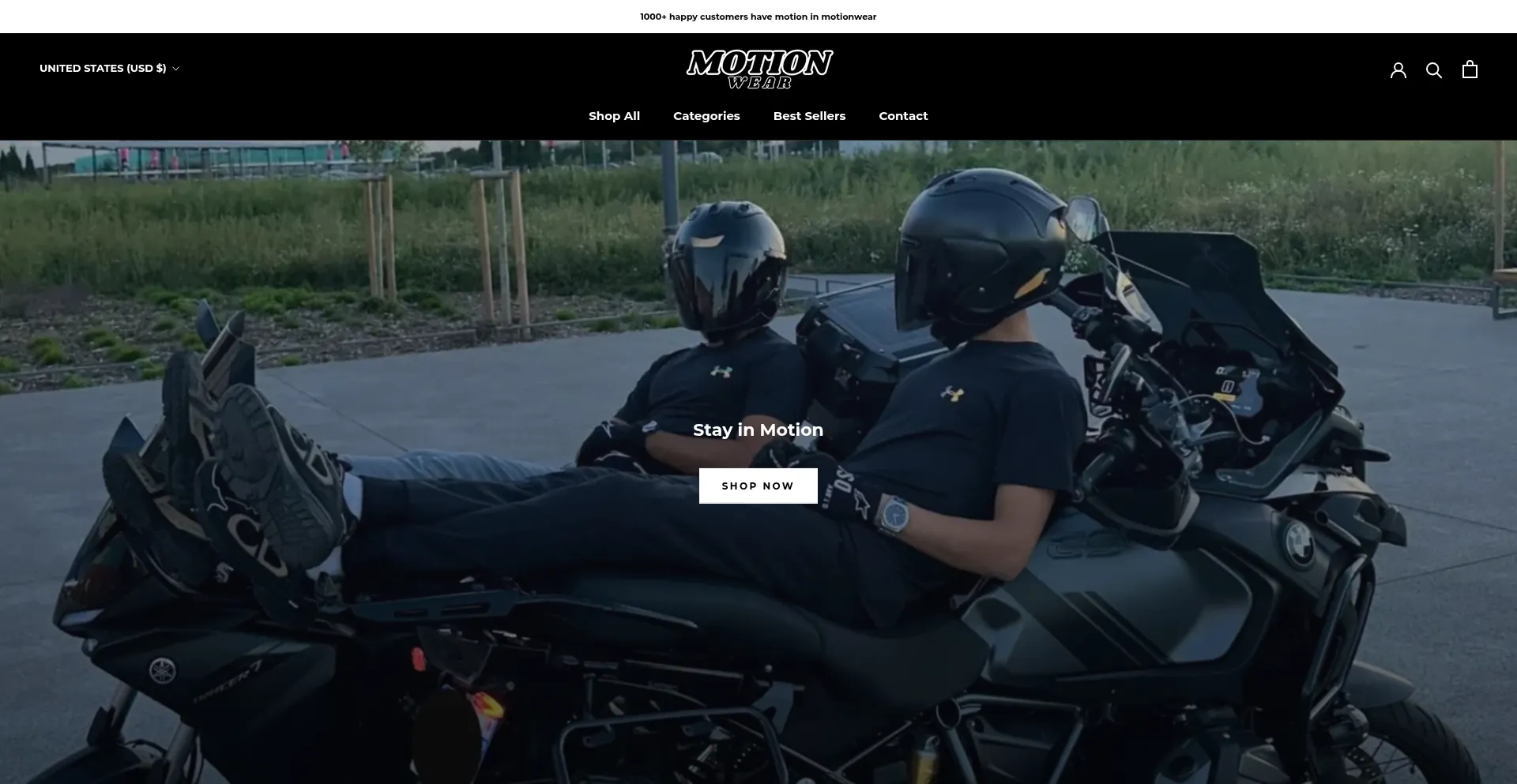 Website screenshot of Motionwear.eu
