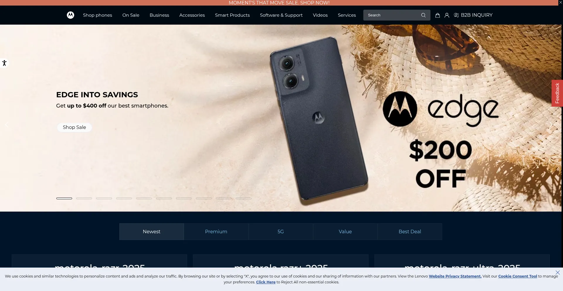 Website screenshot of Moto.com