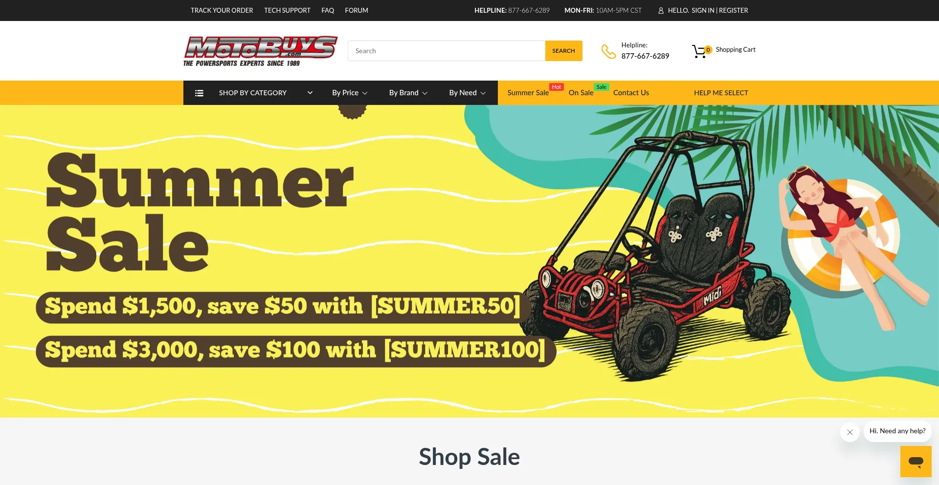 Website screenshot of Motobuys.com