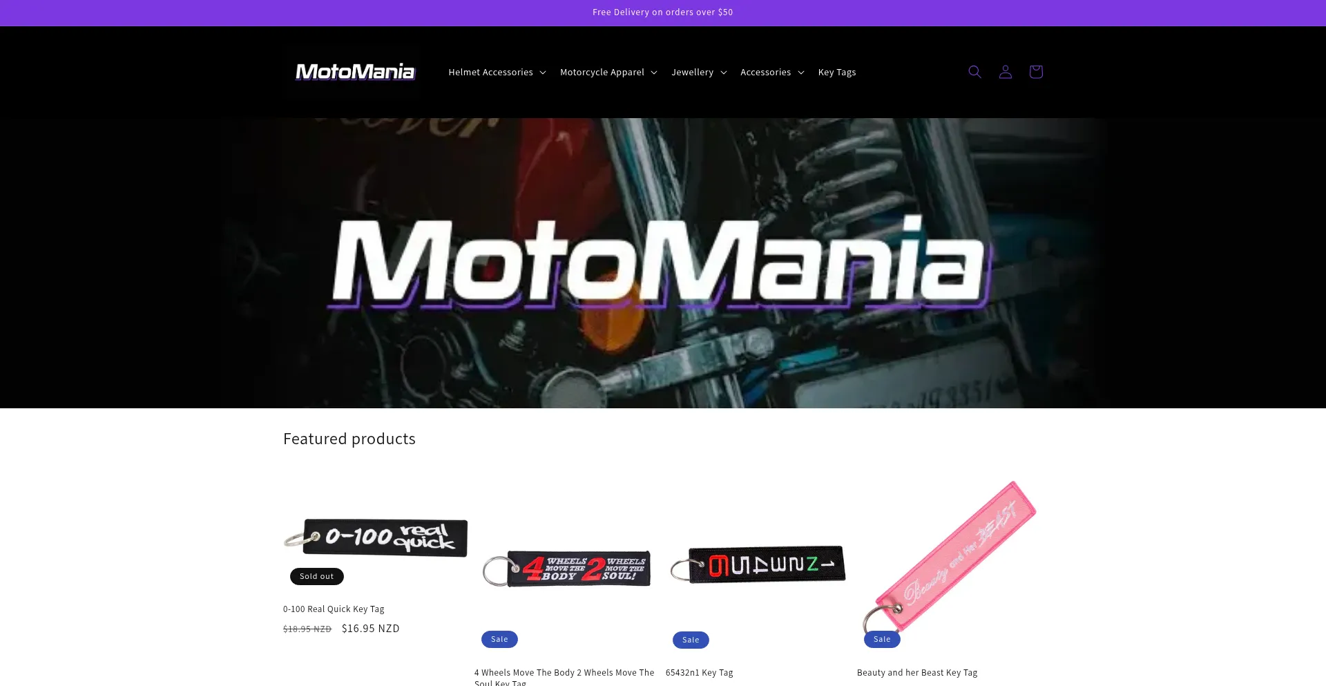 Website screenshot of Motomania.co.nz