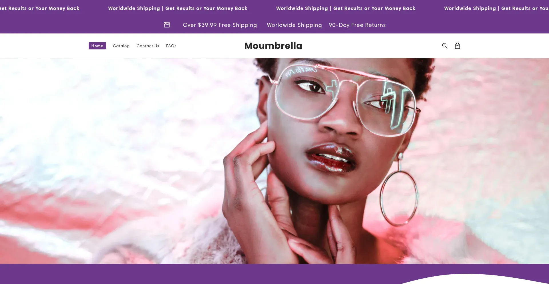 Website screenshot of Moumbrella.com