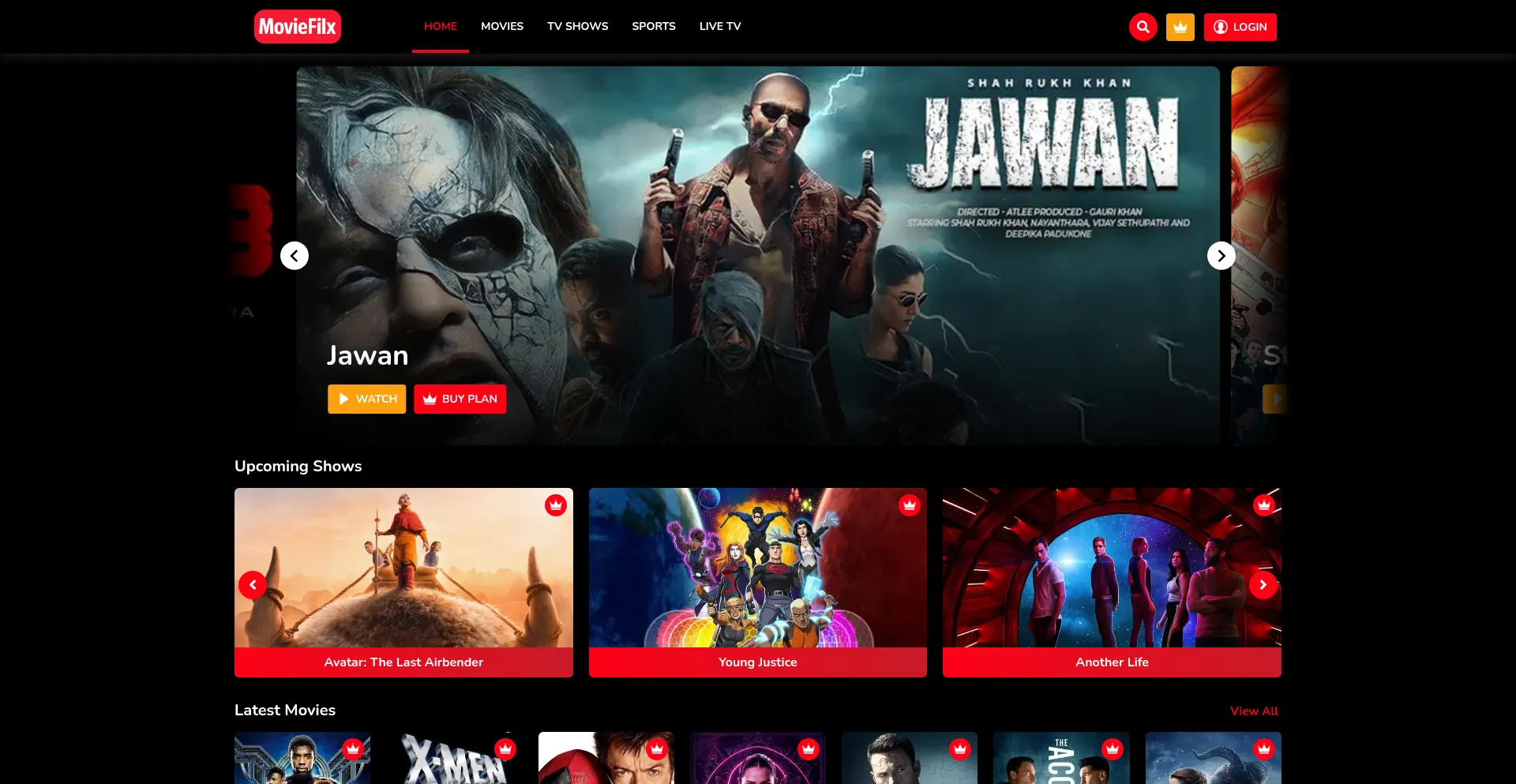 Website screenshot of Moviefilx.xyz