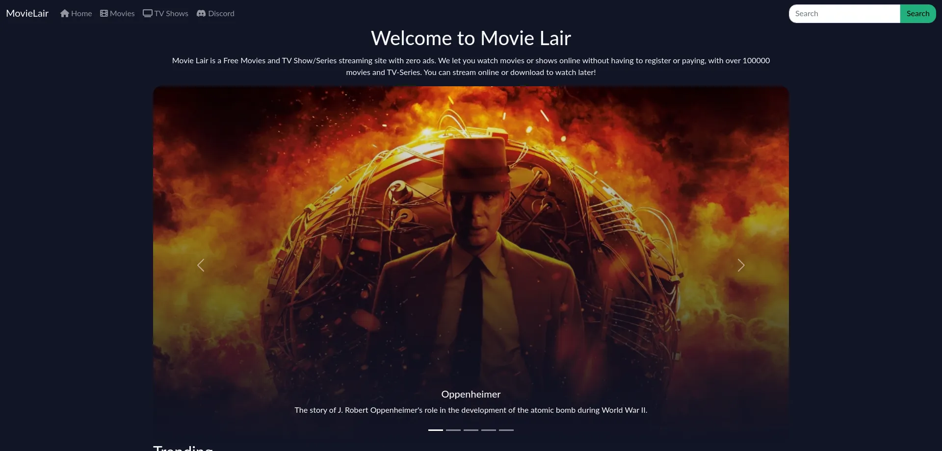 Website screenshot of Movielair.cc