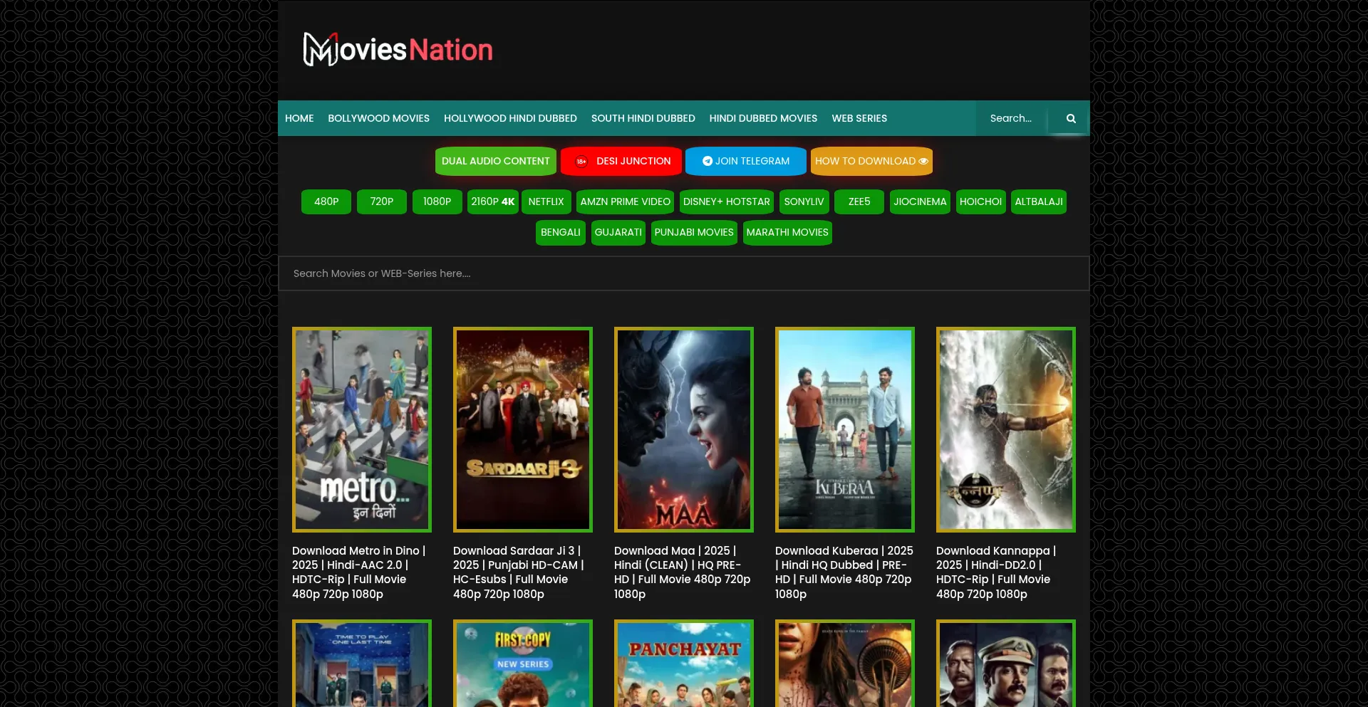 Website screenshot of Moviesnation.yoga