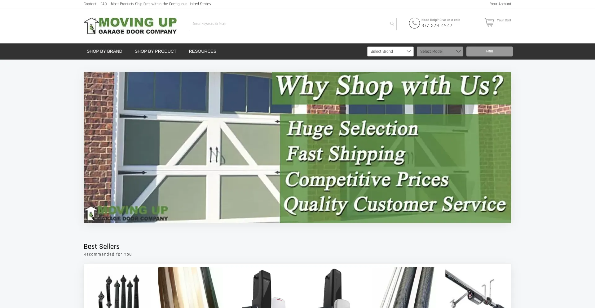 Website screenshot of Movingupgaragedoors.com