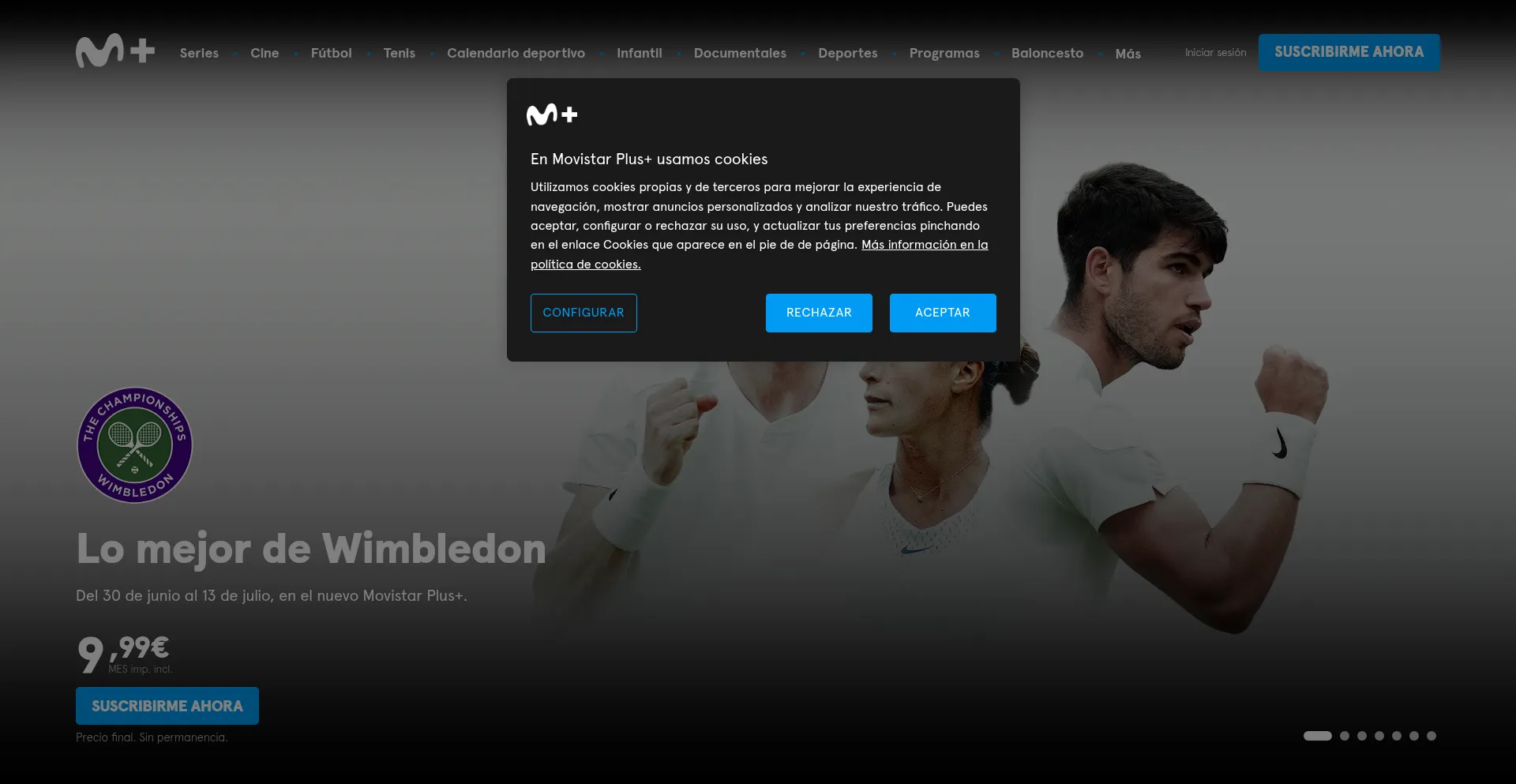 Website screenshot of Movistarplus.es