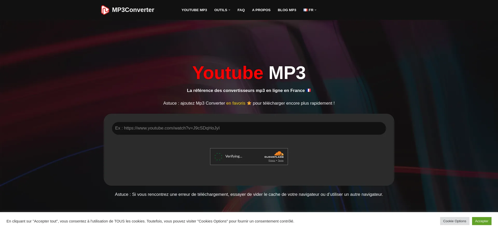 Website screenshot of Mp3converter.fr