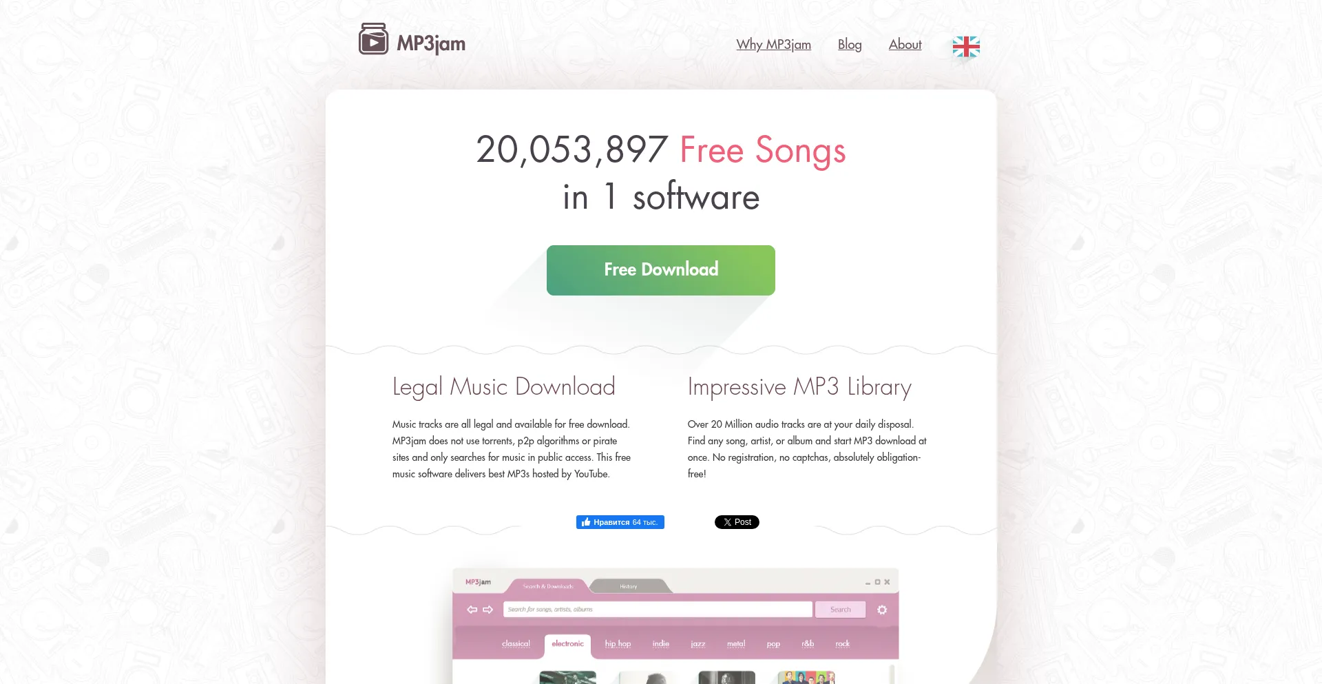 Website screenshot of Mp3jam.org