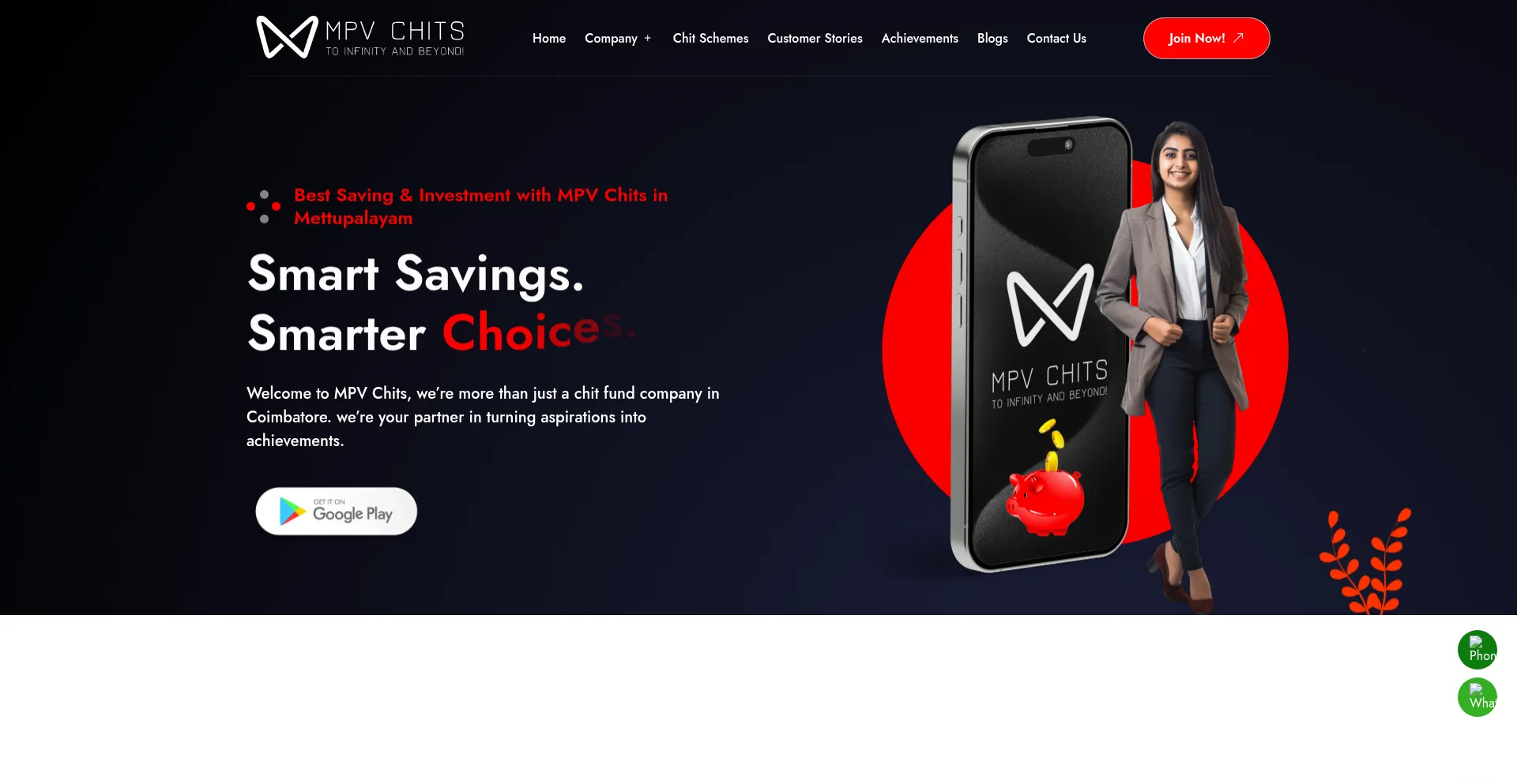 Website screenshot of Mpvchitfunds.com
