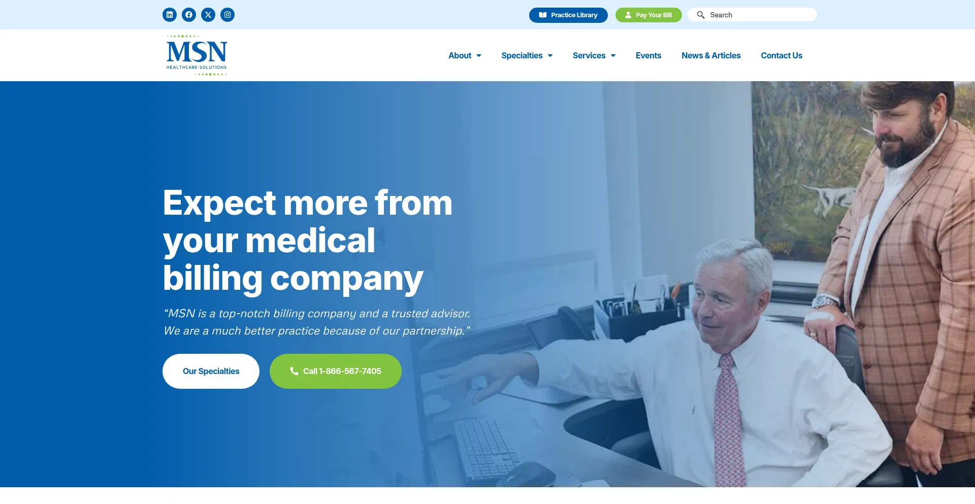 Website screenshot of Msnllc.com