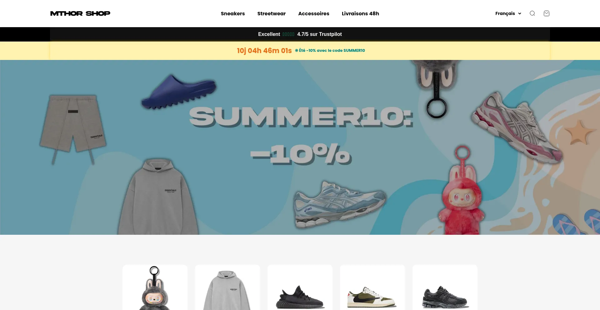 Website screenshot of Mthorshop.com
