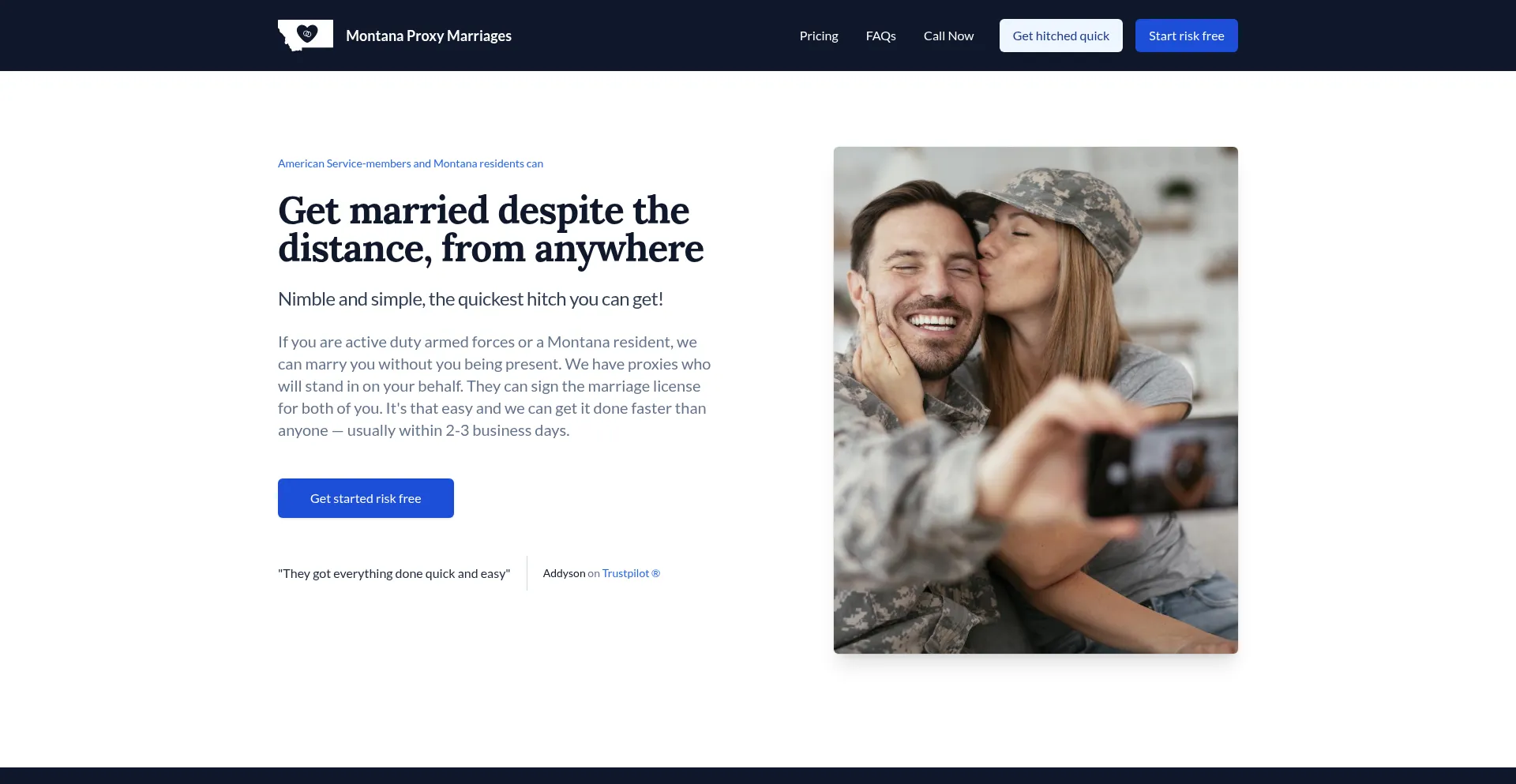 Website screenshot of Mtproxymarriages.com