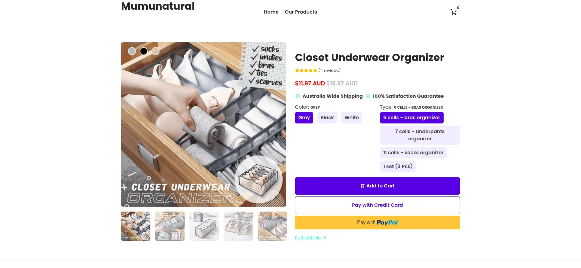 Website screenshot of Mumunatural.us