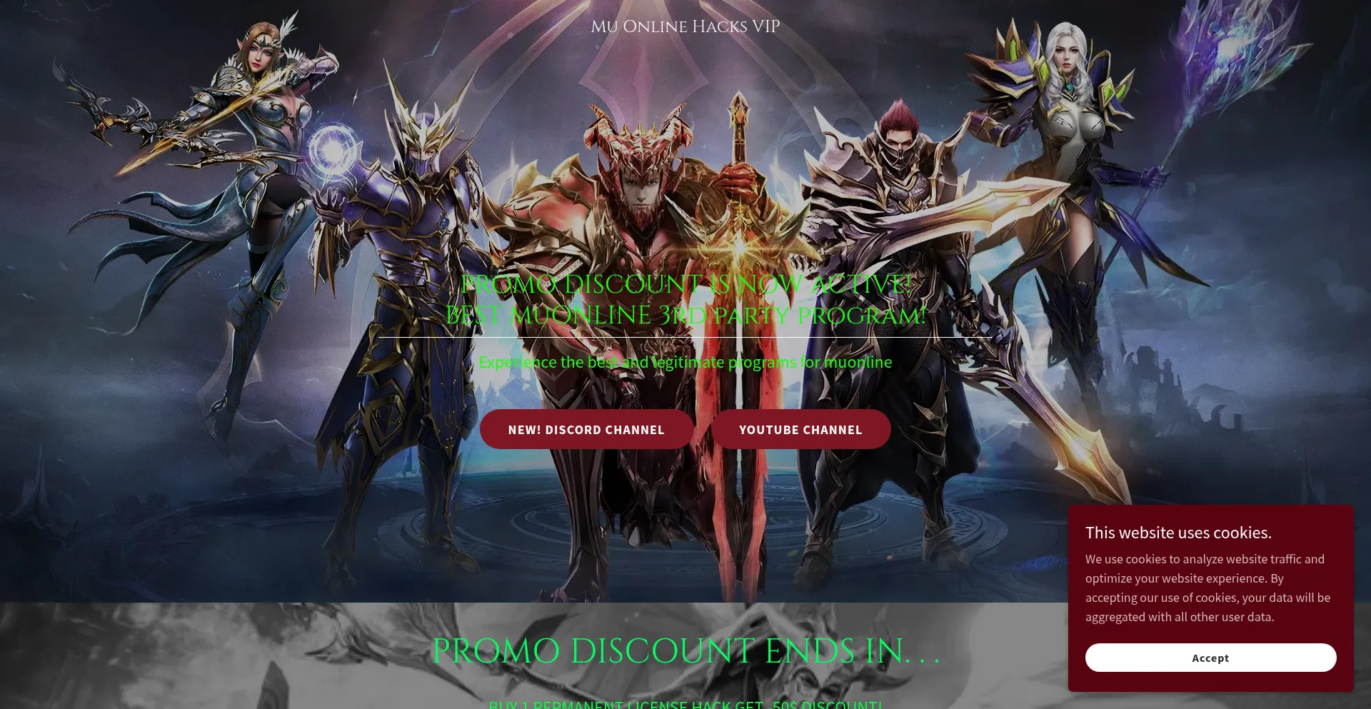 Website screenshot of Muonlinehacks-vip.online
