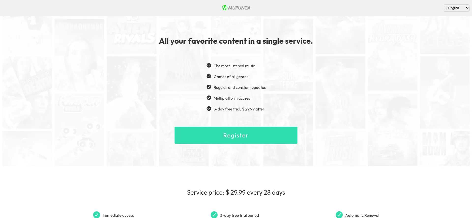Website screenshot of Mupunca.com