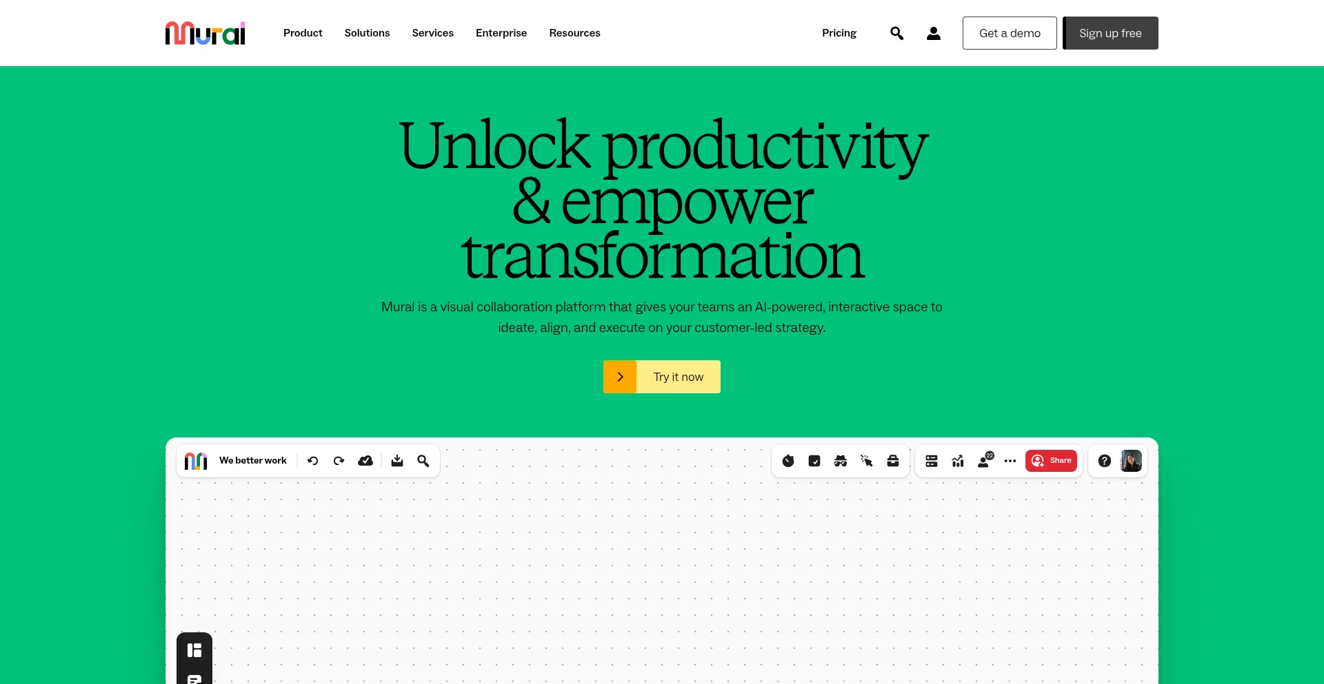 Website screenshot of Mural.co