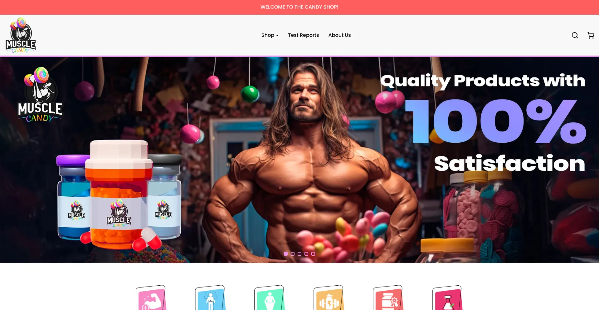 Website screenshot of Musclecandy.is