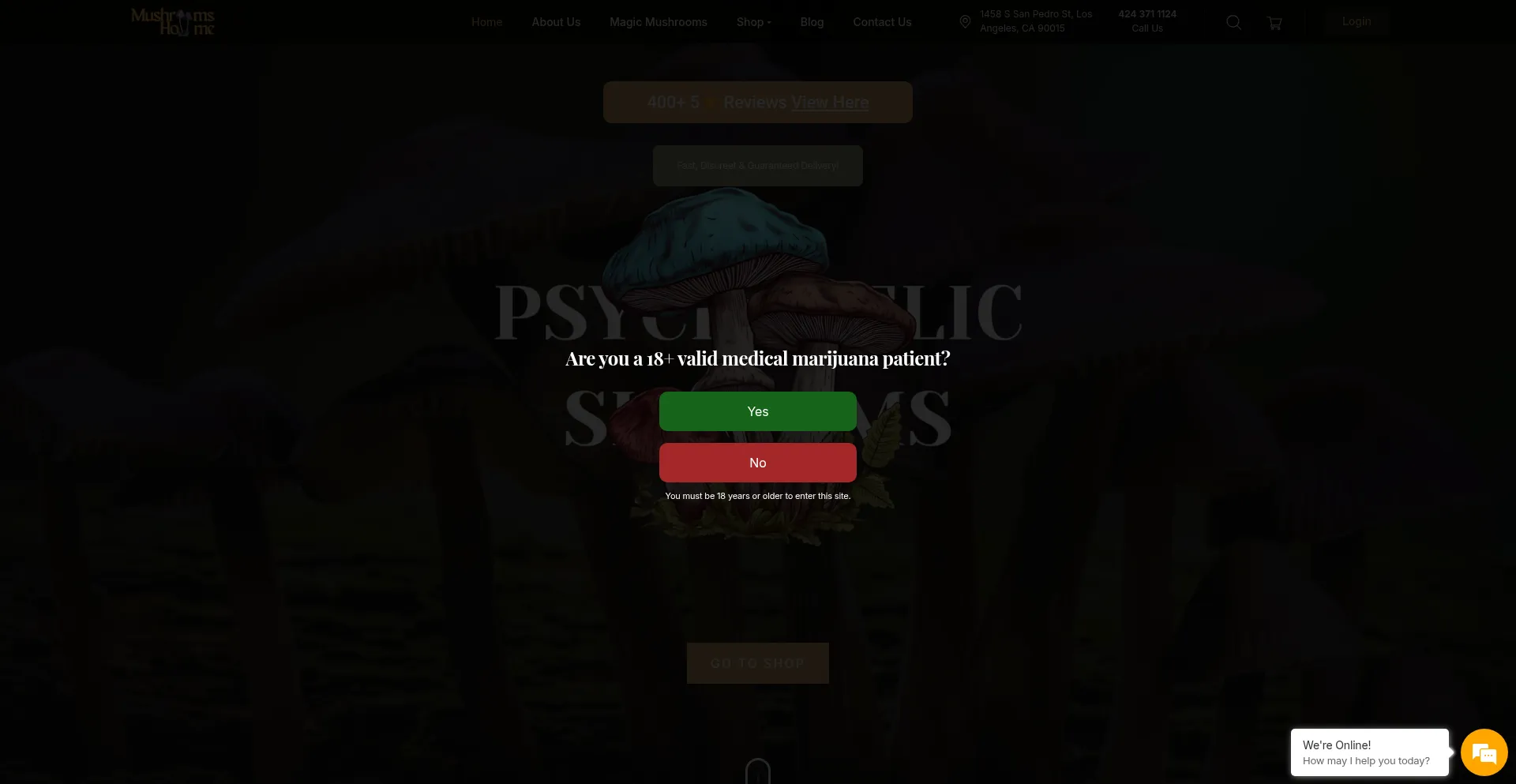 Website screenshot of Mushroomshome.com
