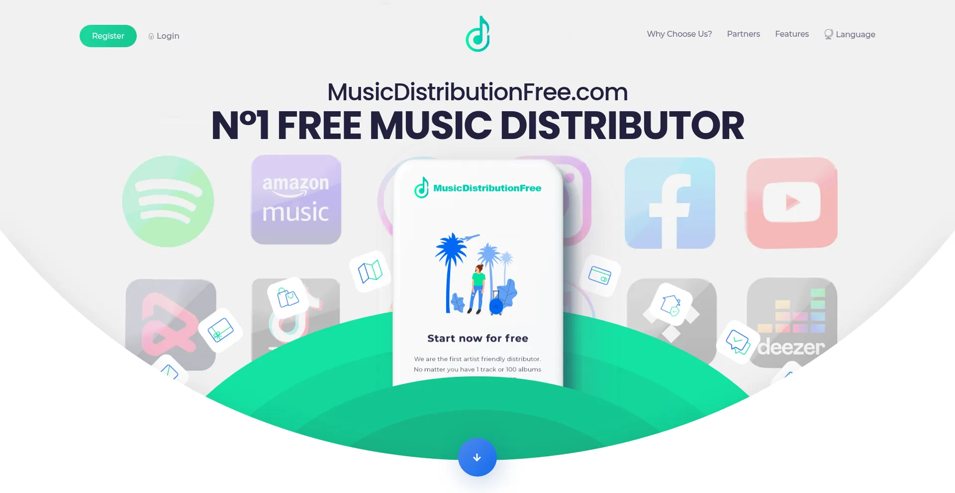 Website screenshot of Musicdistributionfree.com