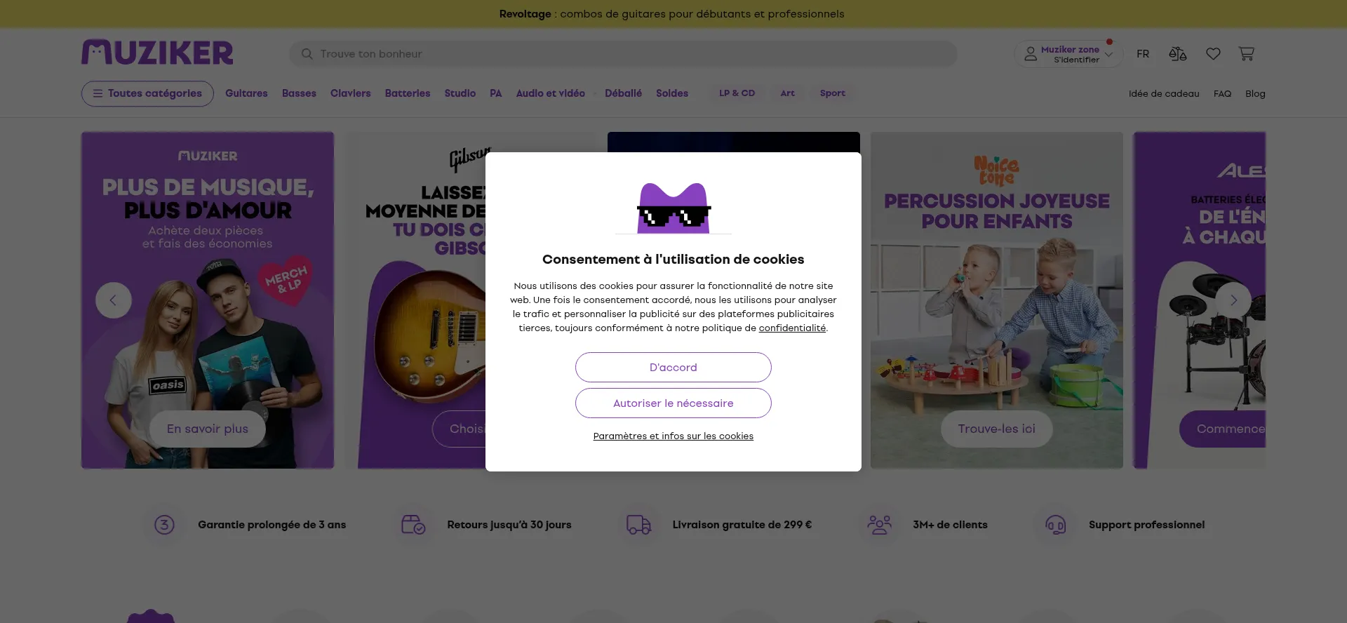 Website screenshot of Muziker.fr