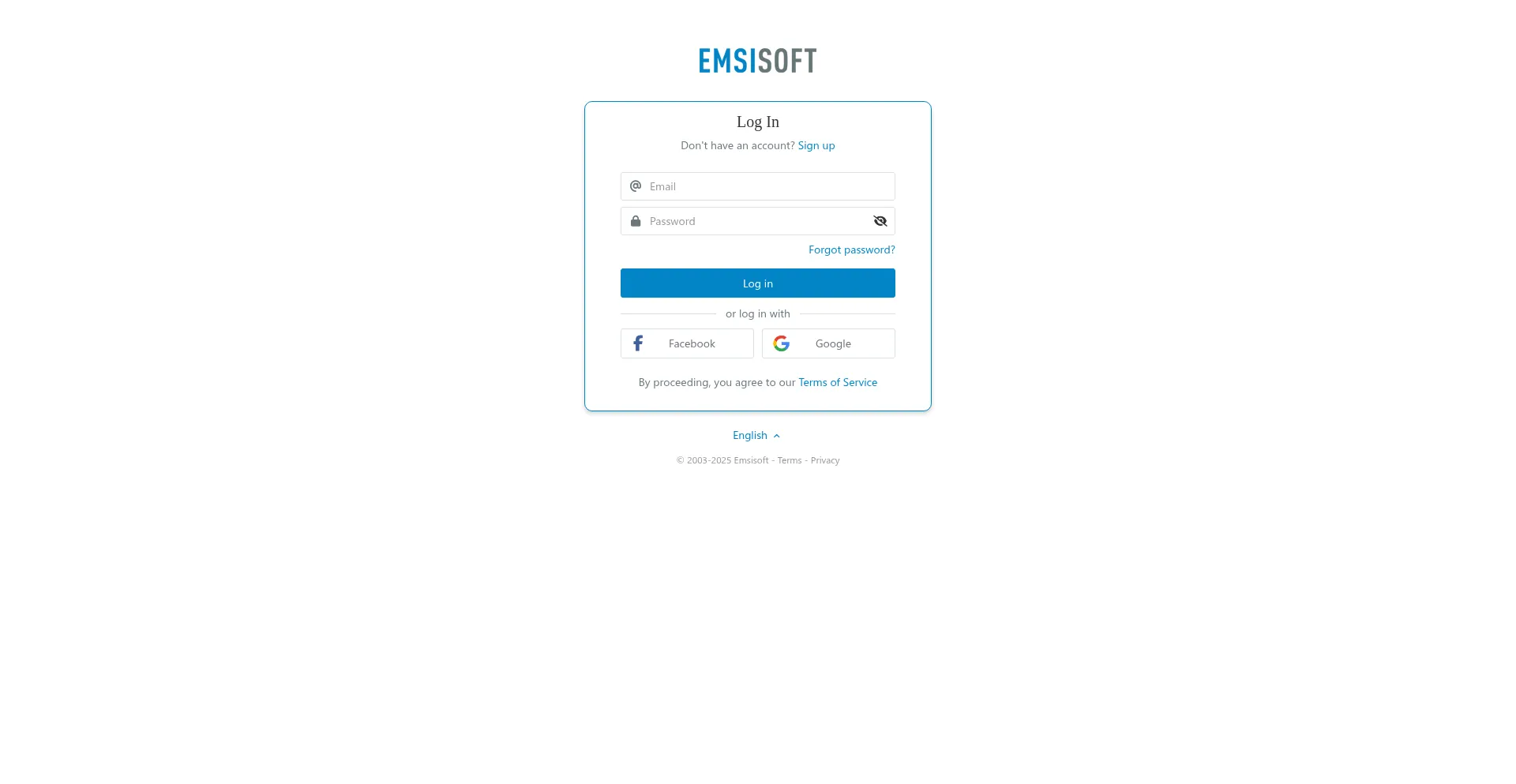 Website screenshot of My.emsisoft.com