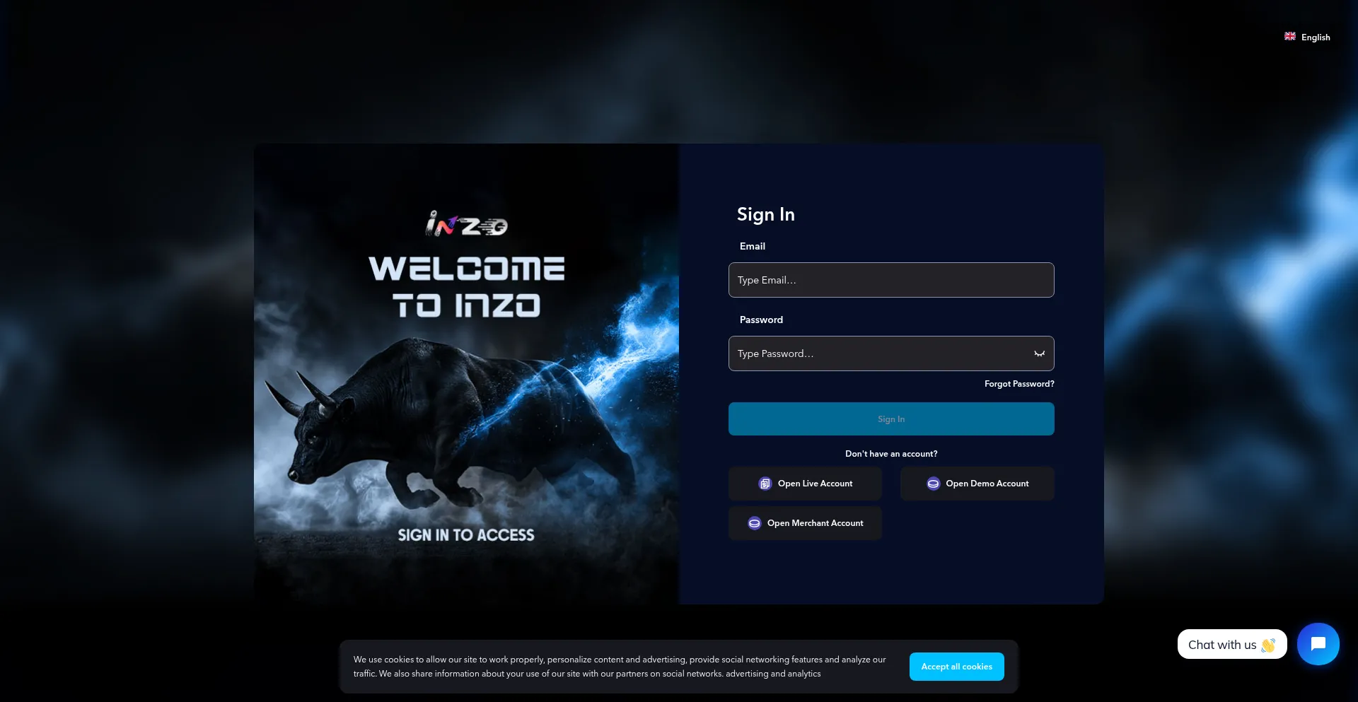 Website screenshot of My.inzo.co
