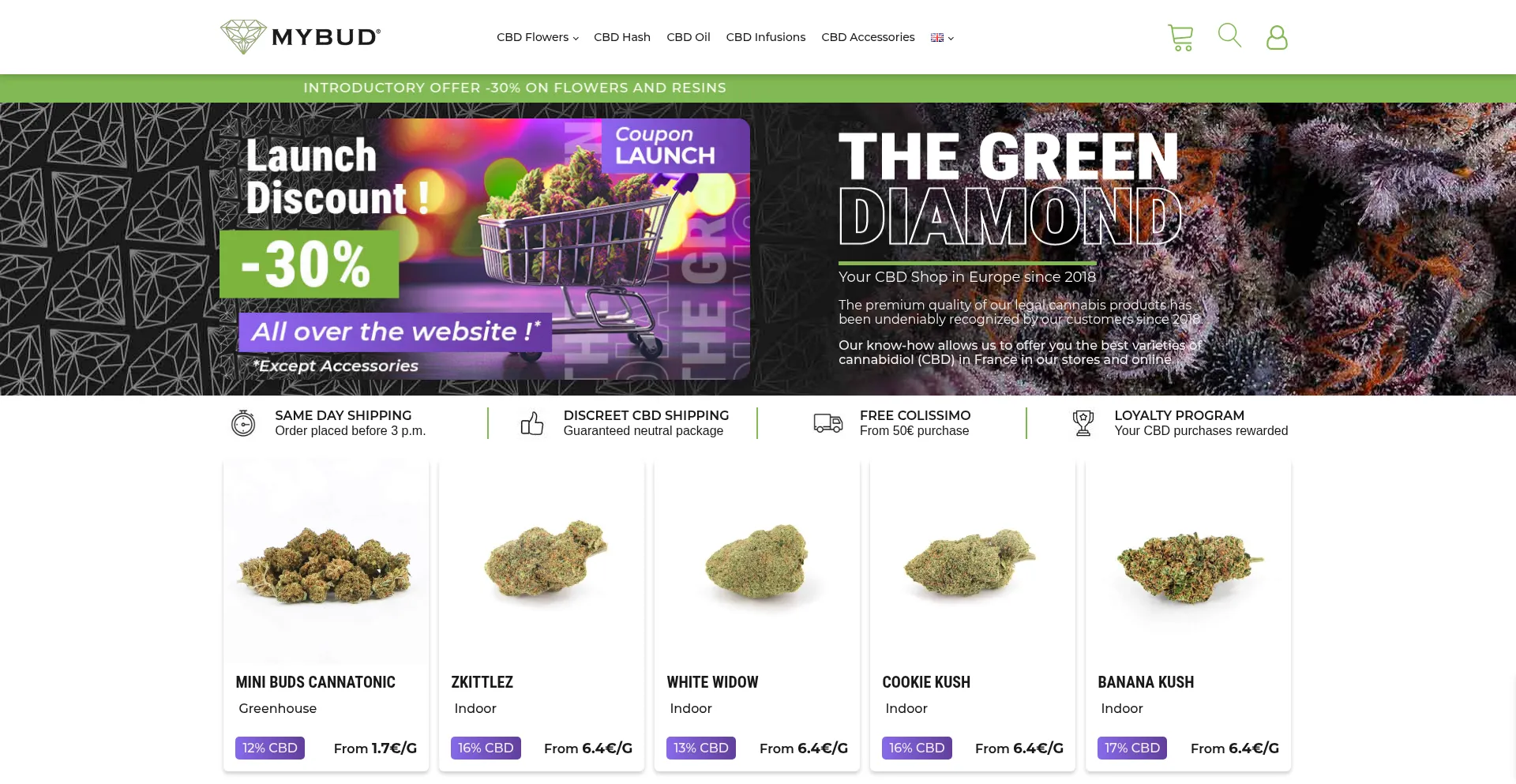Website screenshot of Mybud-shop.com