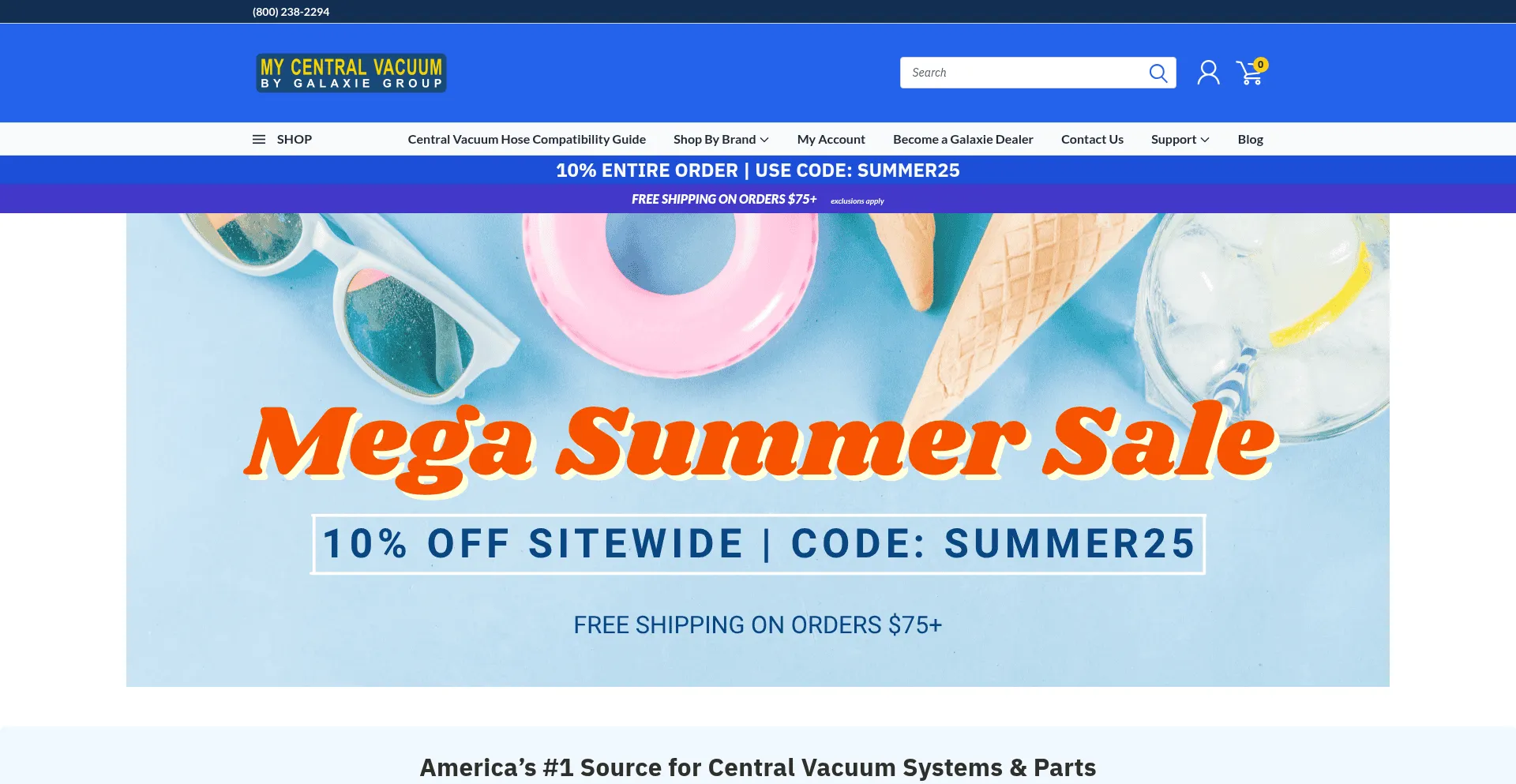 Website screenshot of Mycentralvacuum.com