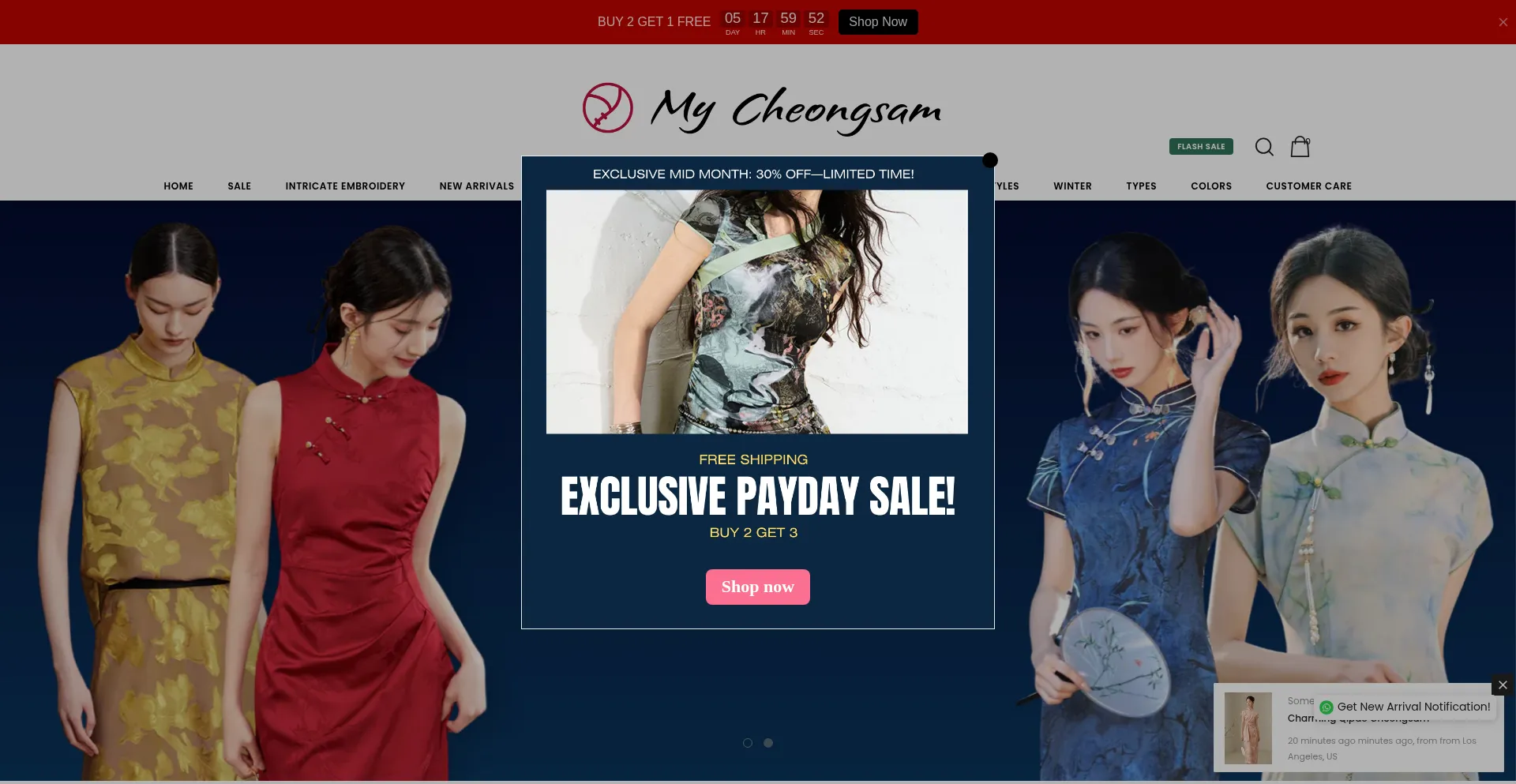 Website screenshot of Mycheongsam.com