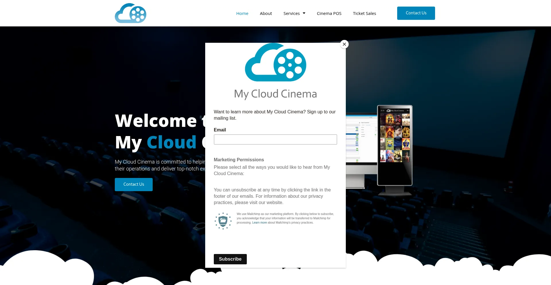 Website screenshot of Mycloudcinema.com