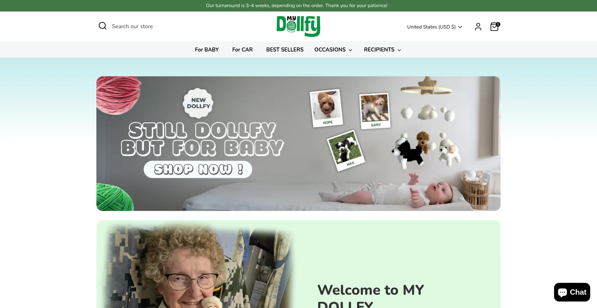 Website screenshot of Mydollfy.com