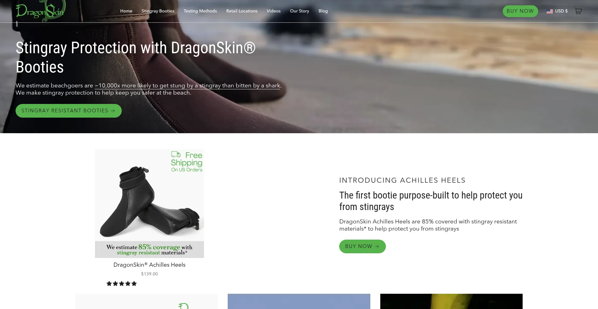 Website screenshot of Mydragonskin.com