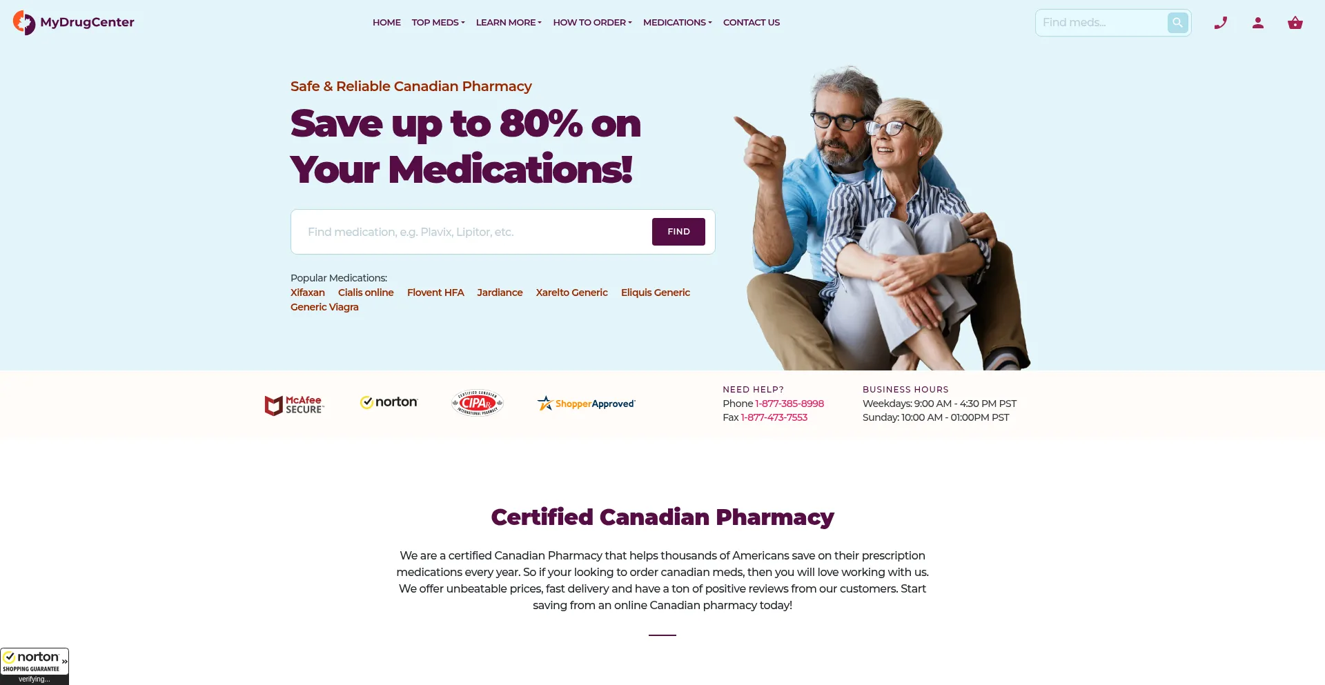 Website screenshot of Mydrugcenter.com