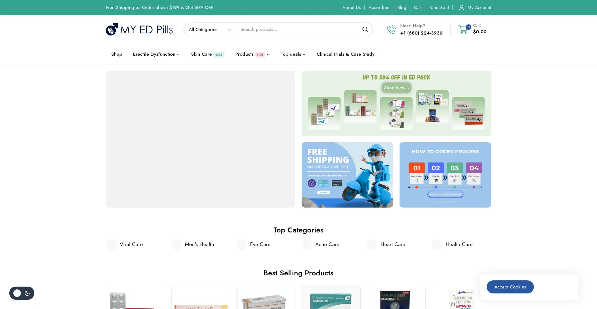 Website screenshot of Myedpills.com