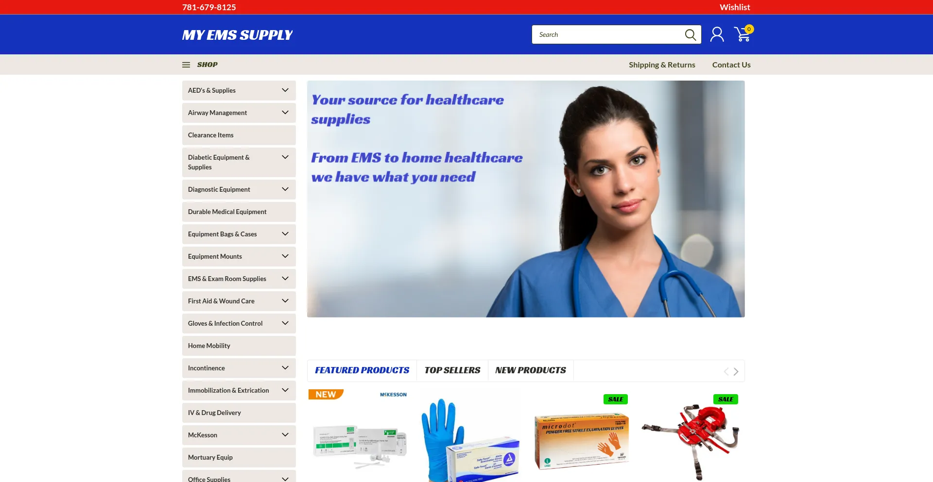 Website screenshot of Myemssupply.com