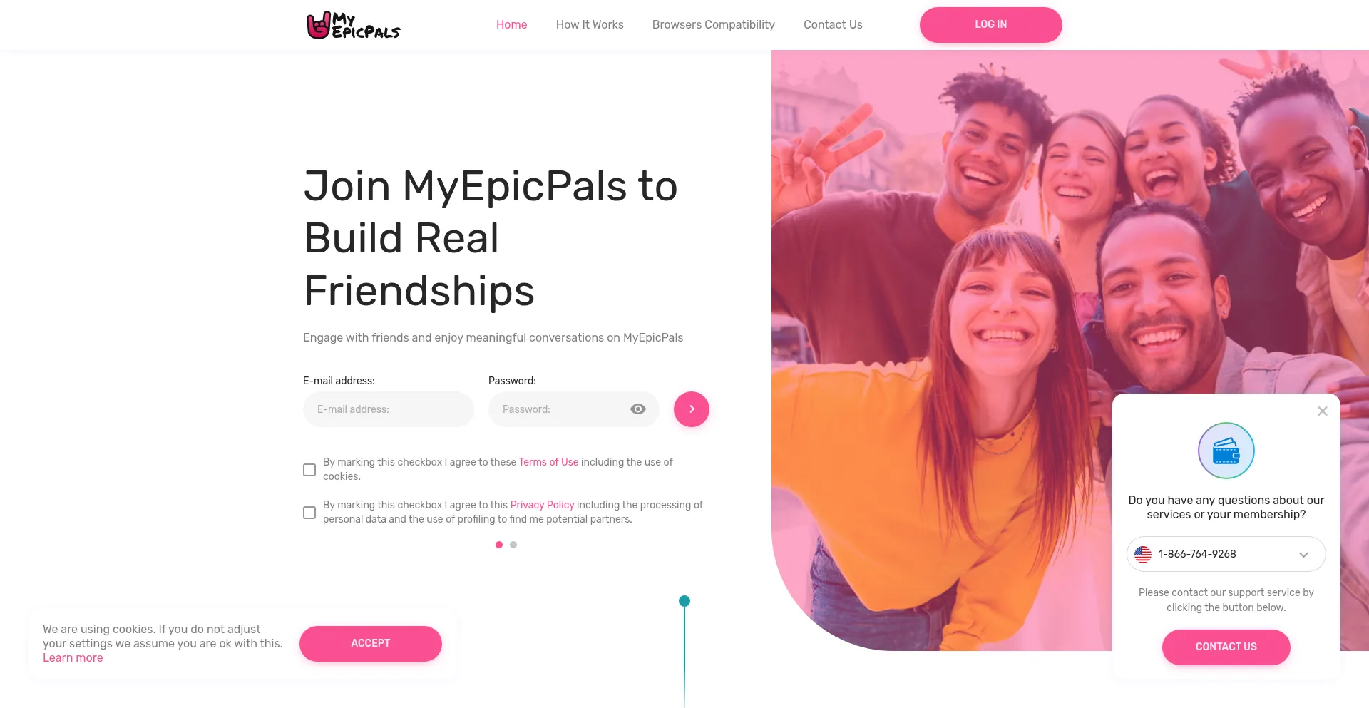 Website screenshot of Myepicpals.com