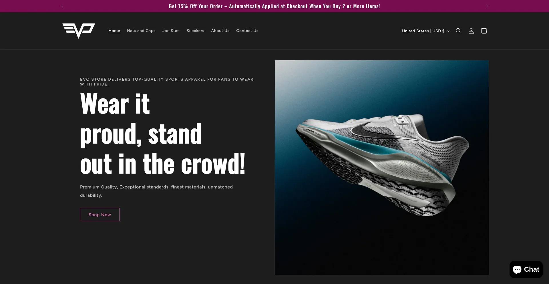 Website screenshot of Myevostore.co
