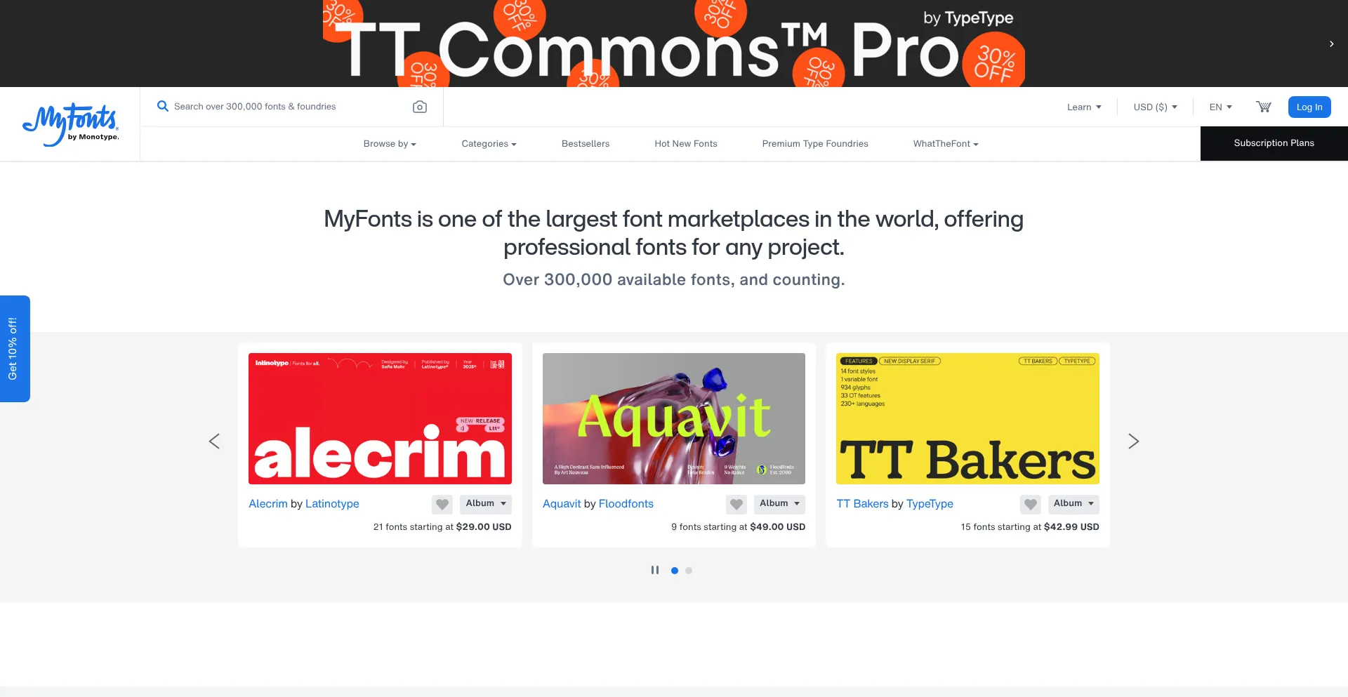 Myfonts.com Screenshot