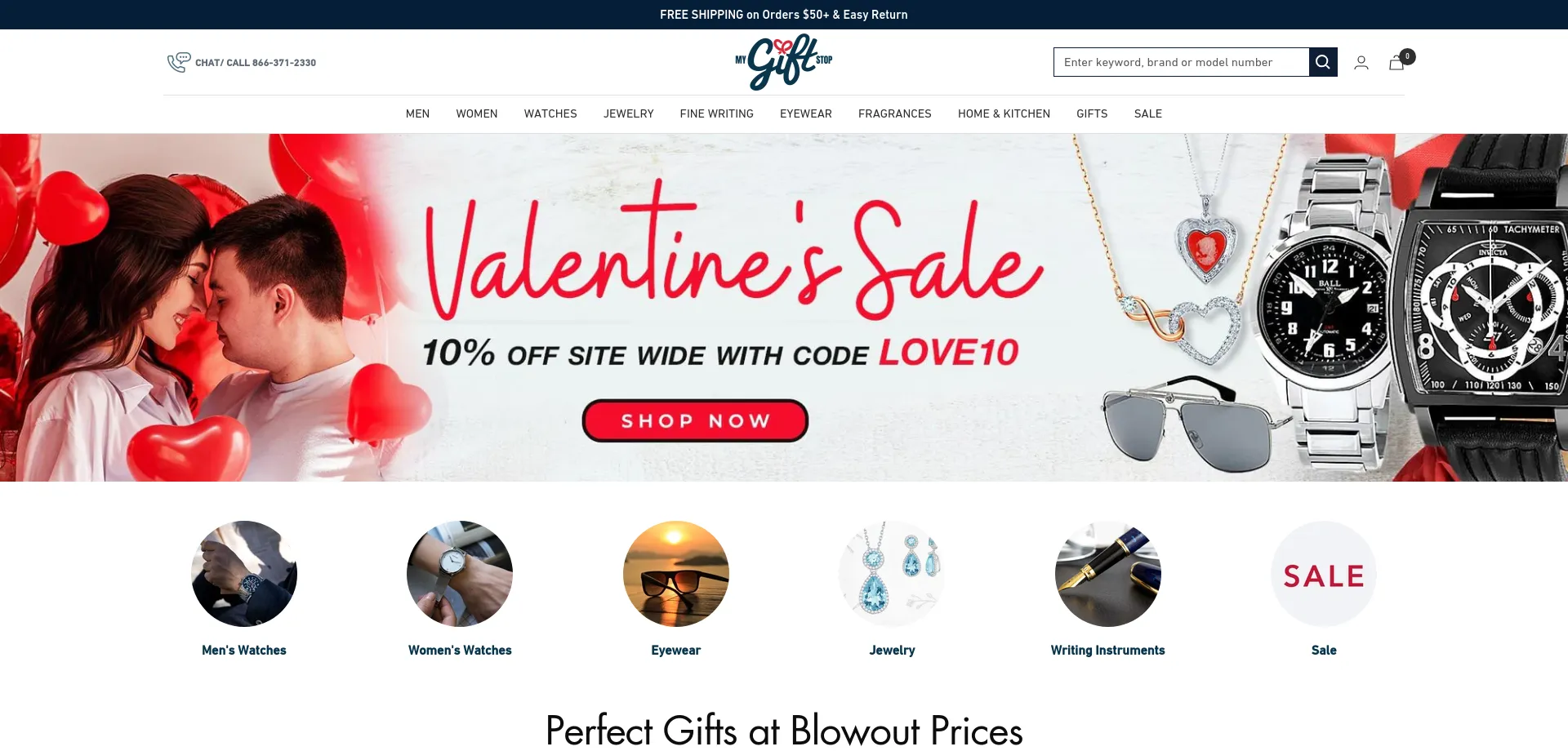Website screenshot of Mygiftstop.com