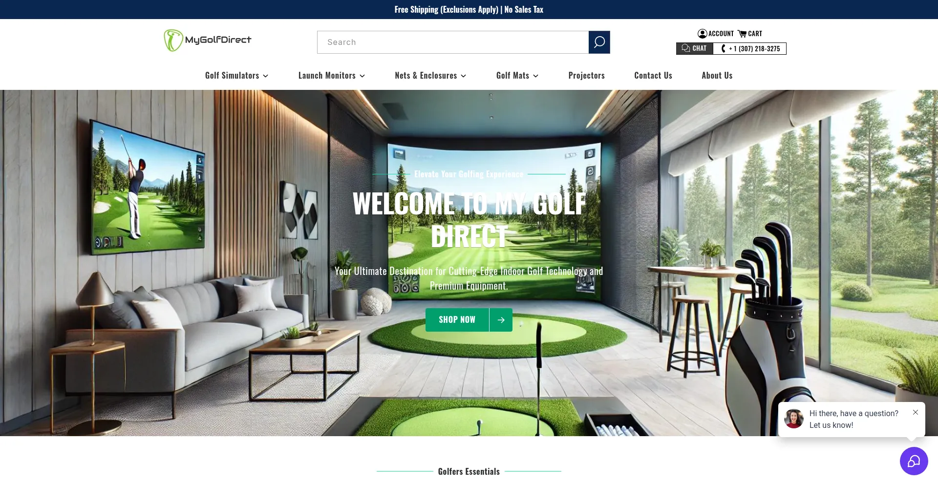 Website screenshot of Mygolfdirect.com