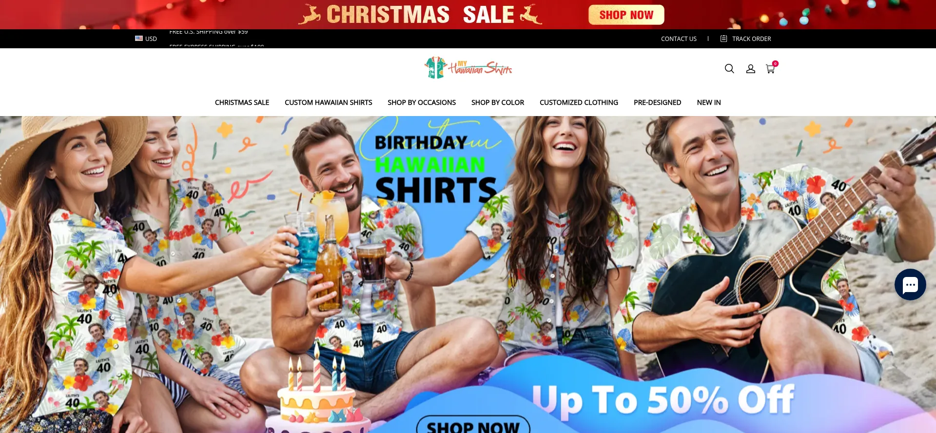 Website screenshot of Myhawaiianshirts.com