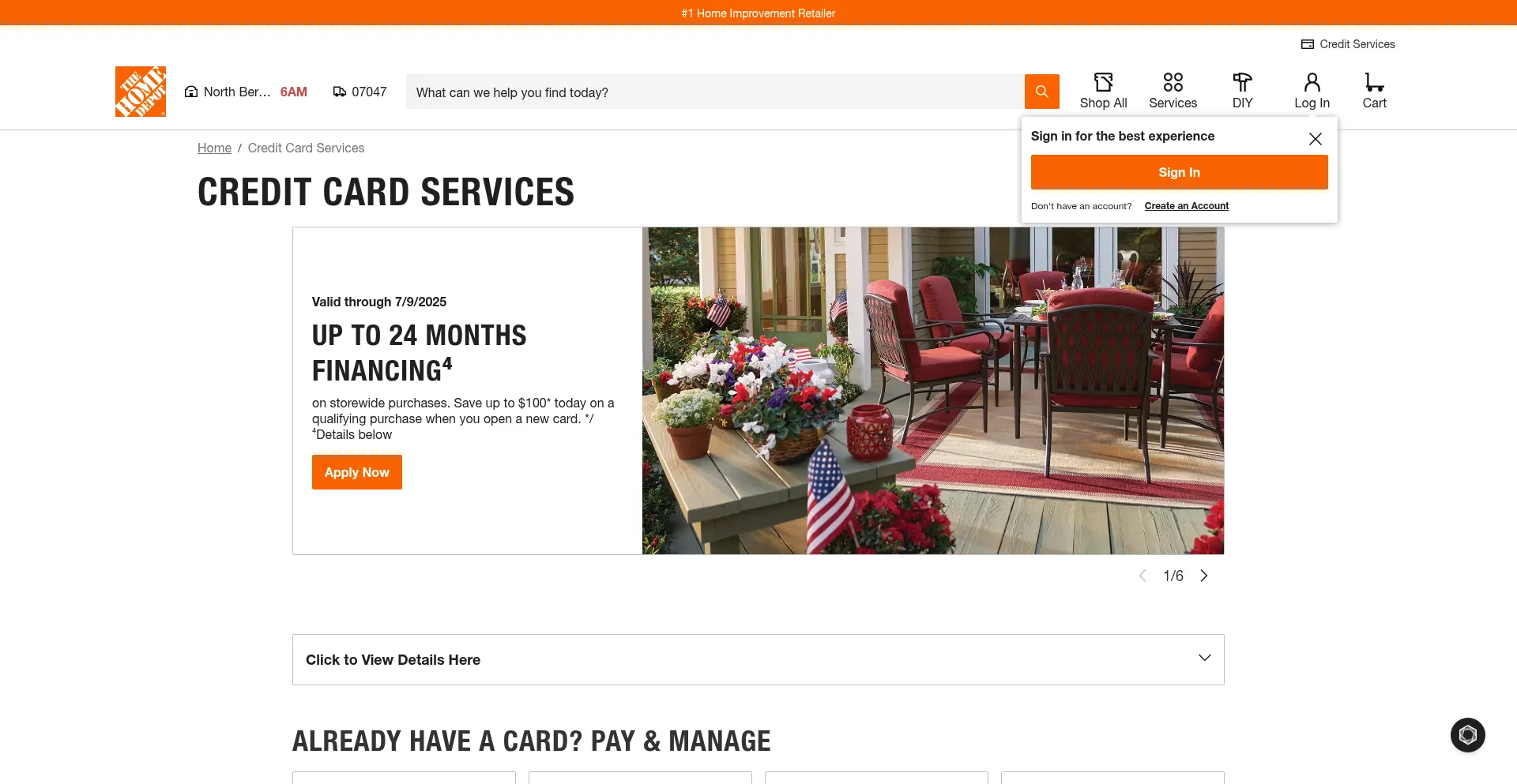 Website screenshot of Myhomedepotaccount.com