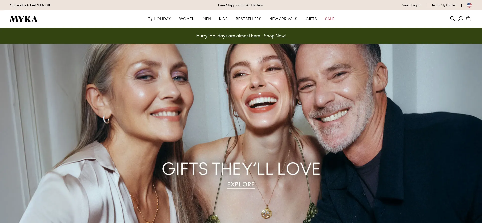 Website screenshot of Myka.com