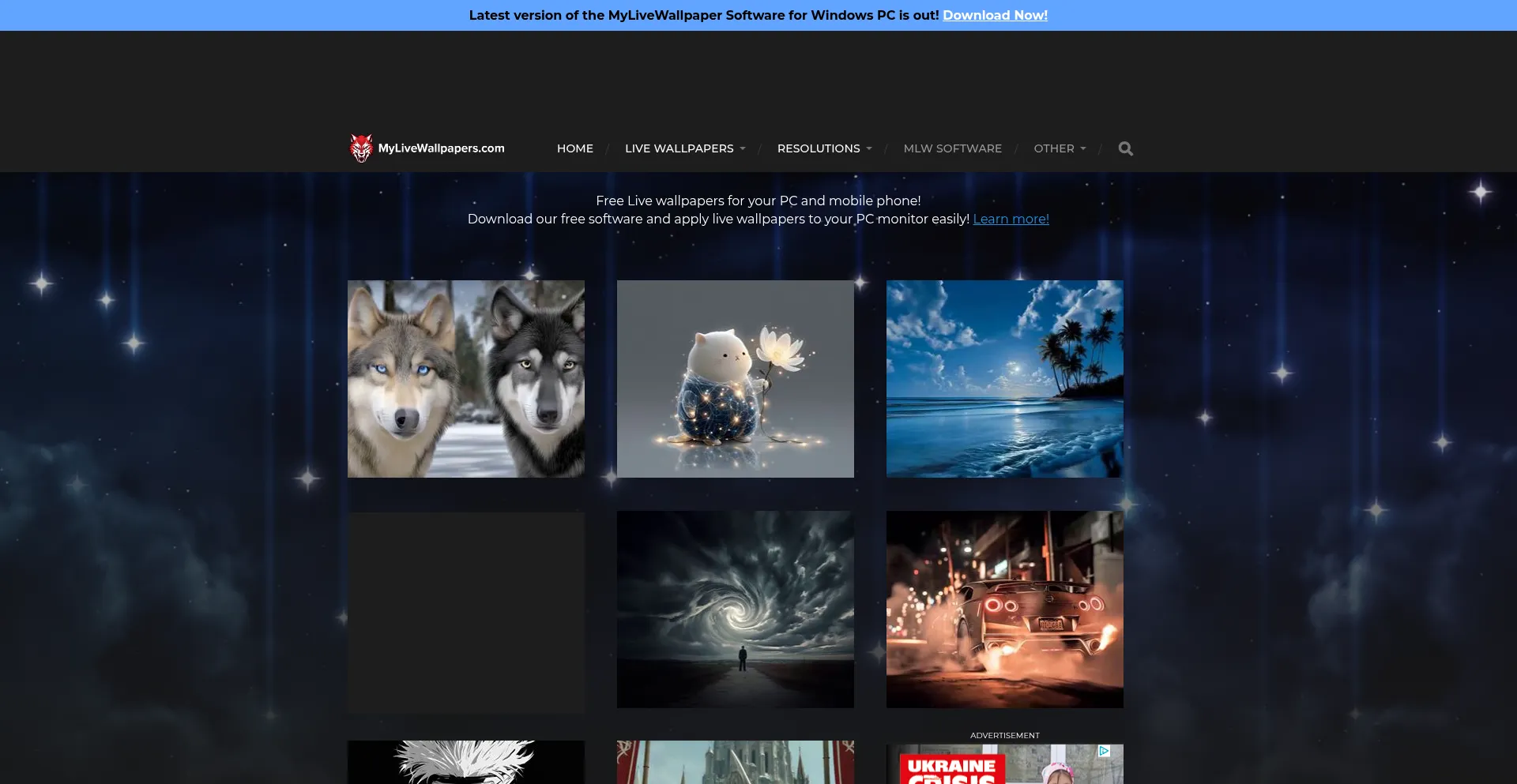 Website screenshot of Mylivewallpapers.com
