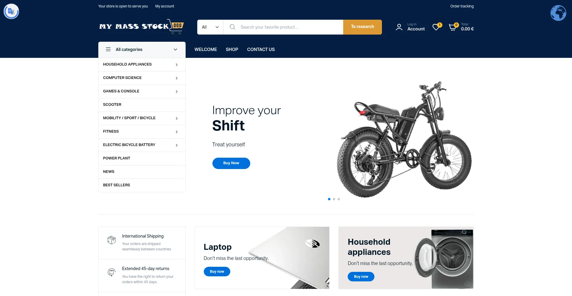 Website screenshot of Mymass-stock.com