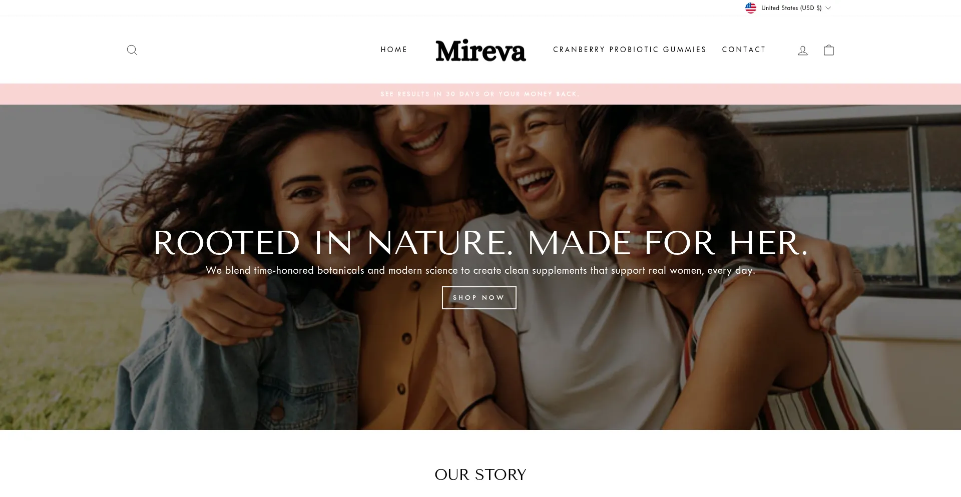 Website screenshot of Mymireva.com