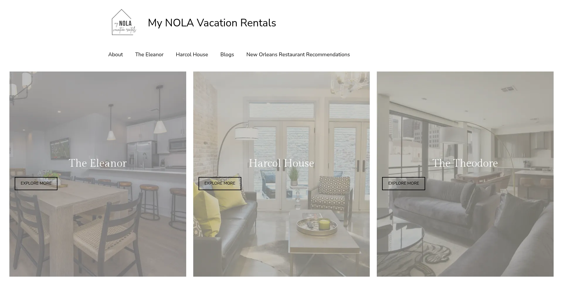 Website screenshot of Mynolavacationrentals.com